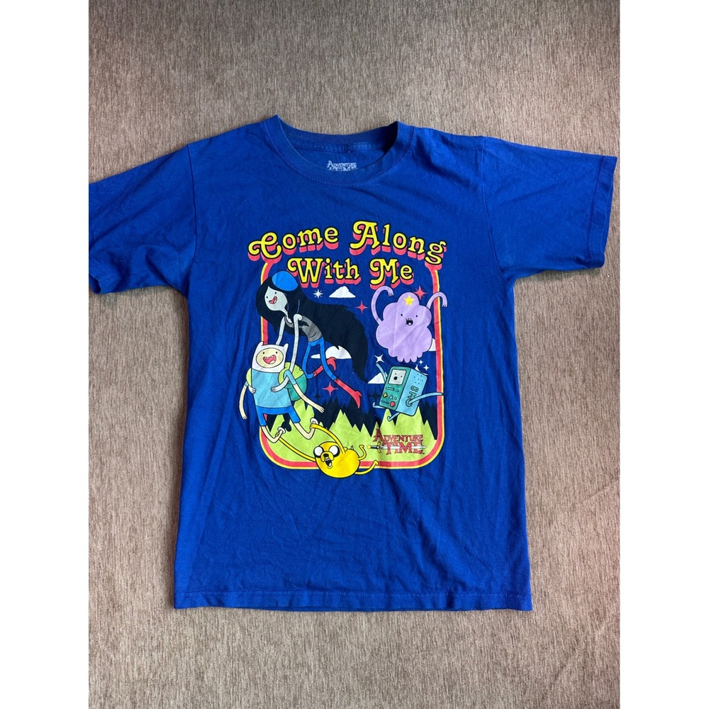 Adventure Time Come Along With Me Blue Graphic T-Shirt Small Finn Jake BMO CN